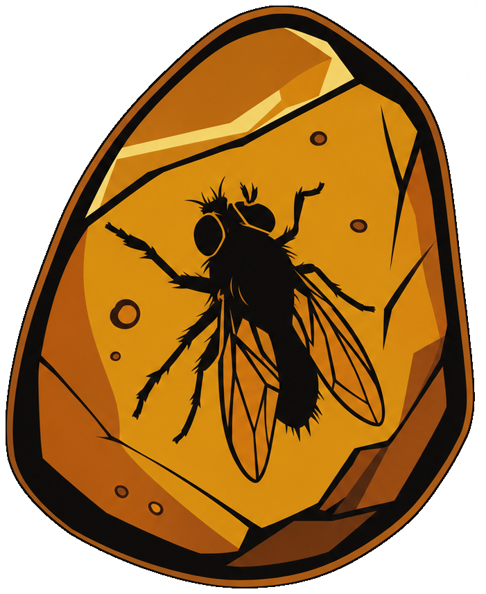 A fly preserved inside a faceted piece of amber